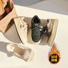 2023 nuevos zapatos de pan de lana de cordero de nicho, zapatos de plataforma cálidos forrados de vellón, zapatos de algodón chic nuevos de invierno para mujer con punta redonda