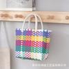 Estilo Étnico Bolso Tejido Hecho a Mano Bolso Tejido de Plástico de Color de Contraste Colorido Bolso Tejido de Paja de Color de Contraste Bolso de Mano Bolso para Mujeres