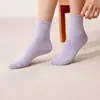 Calcetines de malla transpirable antibacterianos 10A de algodón puro, de media pantorrilla, a rayas y color liso, resistentes al olor, calcetines de dopamina para niñas, calcetines de otoño e invierno para mujer
