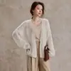 [Serie Polar] Suéter 100% Lana con Detalle de Lentejuelas, Chaqueta Polar para Mujer, Nuevo Cárdigan de Punto para Mujer 26 Otoño Temprano