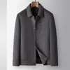 Chaqueta de lana hecha a mano para hombre, estilo otoño e invierno, con forro de plumón desmontable, adecuada para hombres jóvenes y de mediana edad, una prenda exterior cálida y elegante para negocios