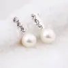 Brincos de Tarraxa Florais com Strass e Pérolas para Mulheres, Estilo Coreano de Feira de Rua, Brincos Pequenos Geométricos com Strass em Formato de Coração, Aço Inoxidável