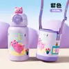 Nueva Taza Termo Infantil de Acero Inoxidable Doble Bebida Dibujos Animados, Vaso de Agua Portátil con Popote para Estudiantes, Taza de Viaje de Dibujos Animados con Correa