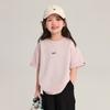 Pudding Haru Ropa para Niños Ropa de Verano Niñas Cuello Redondo Manga Corta Verano 2025 Nueva Camiseta Sencilla Versátil con Letras para Niños