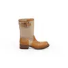 Botas de Mujer Vintage con Parches de Cuero Genuino y Plisados 2026 Otoño/Invierno Nuevas Botas de Caballero de Suela Gruesa con Hebilla de Cinturón Botas de Motocicleta