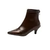 Botines Cortos Simples de Tacón Medio Calcetines Cortos Botas Delgadas Botas Martin Botas de Jinete Europeas y Americanas 32-48wish Botas de Comercio Exterior