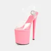 Sandálias de Salto Alto Transparentes Europeias e Americanas Transfronteiriças Amazon 20CM Desempenho de Palco Plataforma Impermeável Passarela Sapatos de Pole Dance Feminino