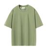 Camiseta de Manga Corta para Hombre de Algodón Puro de Doble Hilo de Peso Pesado 280g, Corte Holgado, Hombro Caído, Cuello Redondo, Camisa Cultural Casual de Color Sólido
