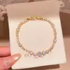 Pulsera Hebilla Redonda de Circonita Chapada en Oro Real de 18k Pulsera Retro de Lujo Ligero de Alta Gama Pulsera Versátil Exquisita Accesorio para Mujeres