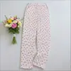 Pantalones de Pijama Buersucker para Mujer talla extra Cintura media-alta Delgados Pantalones para Casa Pantalones de Pijama Sueltos para Mujer talla extra Florales