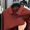 Camisa polo hexagonal de piqué de algodón 100% mercerizado de manga larga para hombre, camiseta básica de otoño e invierno, camiseta de cuello con botones de algodón puro