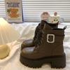 Botines Nuevos de Primavera y Otoño 2025 para Mujeres Petite que Aumentan la Altura, Botas de Motociclista, Botas Martin de Estilo Británico, Botines Individuales de Suela Gruesa para Mujer