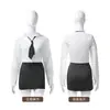 Lencería Sexy, Medias Rasgadas a Mano, Ropa Erótica de Red, Medias con Ligueros, Body Escotado por Detrás y con Abertura en la Entrepierna, Falda Bodycon de Encaje
