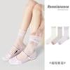 Meias Renascentistas com Emenda de Mesh Respirável para Primavera e Verão, Cores Doces, Bolinhas Vazadas, Respiráveis, Estilo Japonês, Meias Femininas