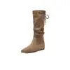 ZHR Botas de Caballero Altas con Pliegues Estilo Retro por Encima de la Rodilla para Mujer 2026 Otoño/Invierno Nuevas