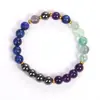 Pulseras Populares de Piedra Natural Transfronterizas, Piedra de Bilis Negra, Lapislázuli, Amatista, Etc., Unisex, En Stock al por Mayor