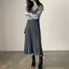 En stock Estilo nuevo de otoño e invierno ins coreano vestido de terciopelo plisado corte ajustado vestido de tirantes 18857