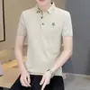 Camiseta tipo polo de manga corta para hombre, negocio mayorista transfronterizo, fresca para el verano, de alta gama, con cuello, simple, fina, de media manga