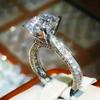 Anillo de bodas de primavera Cao Shi nuevo Joker anillo de compromiso de circonita cuadrada Europa y Estados Unidos chapado en platino de imitación joyería al por mayor