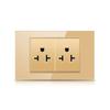 Enchufe de pared de Taiwán, panel de vidrio templado dorado, enchufe de seis orificios estándar tailandés-estadounidense con carga rápida Tipo-C