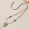 Corda de Couro Feita à Mão Cordão de Colar de Alta Qualidade Cordão Fino para Pendurar Pingente Estilo Fino Extremamente Fino Fecho Dourado Pingente Pequeno Clavícula de Jade Simples