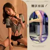 Conjunto de una pieza de cosplay de uniforme de policía de lencería sexy, body ajustado con tiras huecas sexys, cuello en V transparente atractivo