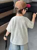 8183 Estampa de Elefante de Desenho Animado Manga Curta Roupa Infantil Camiseta de Manga Curta para Meninos Tops Infantis 2026 Nova Roupa de Verão Infantil