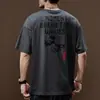 Camiseta de Manga Corta Pesada de Estilo Americano Otoñal, Marca de Moda, Talla Grande, Ajuste Holgado, Camisa Casual Retro Fresca de Media Manga para Hombre