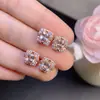 Brincos de Morganita Naturais, com Cristais Limpos e Cor Única, Banhados a Prata S925 com Ouro Rosé, Pedra Principal 5mm