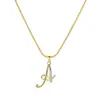 Collar de Cadena de Serpiente Redonda con Colgante de Letra de Aleación Incrustada con Circonita, Letras del Alfabeto de Aleación Transfronteriza Europea y Americana, Colgante de Letra de Aleación, Grabado de Letra Simple Creativo