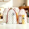 Bolsa con cordón de cereza con estampado de dibujos animados, bolsa portátil de almacenamiento de zapatos para viaje, bolsa de zapatos a prueba de polvo de alta estética, bolsa de almacenamiento práctica