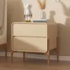 Mesa de noche de lujo ligero pequeña de madera maciza, moderna, simple, minimalista, mesa de noche italiana, gabinete de almacenamiento de cuero para dormitorio en casa