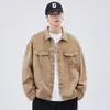 Chaqueta de mezclilla rosa dopamina retro americana para hombre, chaqueta casual de trabajo Asut de moda para otoño e invierno