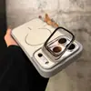 Adecuado para Funda de Teléfono Móvil Iphone17Promax, Soporte Protector de Lente, Succión Magnética Mate tipo Piel, Funda Protectora Anticaídas Apple 16