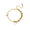 Pulsera de Acero Inoxidable con Diseño de Corazón, Pulsera de Titanio Acero Perla de Moda Europea y Americana para Mujer, Colgante de Concha en Forma de Corazón, Joyería Chapada en Oro