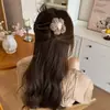 Novo Prendedor de Cabelo Triângulo com Laço de Tecido Coreano Retrô para Mulheres, Grande, para a Parte de Trás da Cabeça com Grande Volume de Cabelo, Prendedor de Tubarão