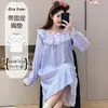 Pijama de Algodão Nuvem para Mulheres, Verão, com Sutiã Embutido, Lindo Desenho Animado Renda Manga Longa Camisola, Roupa de Casa Fina, Pode Ser Usada ao Ar Livre
