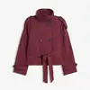 Ropa de Otoño e Invierno Nueva Transfronteriza Europea y Americana para Mujer Estilo Amazon Elegante para Viajar Cuello Alto Doble Botonadura Cinturón Trench Coat