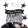 Banner de Borla Dorada Globos de Estrellas de Cumpleaños Tarjeta de Pastel Inserto Decoración de Mesa de Postres para Fiesta