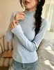 Suéter de terciopelo con cuello alto fruncido Andi para mujer, nuevo estilo versátil de otoño e invierno, ajuste ceñido, manga larga, tejido de punto base