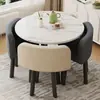Mesa de Comedor y Sillas Pequeñas para Apartamento Moderno Simple Mesa y Sillas de Negociación Combinación Mesa Redonda Pequeña para Sala de Estar Sillas de Comedor Completamente Retráctiles