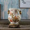 Vaso Cerámico Retro Americano de Alta Gama Personalizado de Fábrica Nuevo Estilo Chino Porcelana Azul y Blanca Sala de Estar Arreglo Floral de Alta Gama Europeo Transfronterizo