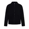 Suéter de Color Sólido con Cuello Alto Estilo Retro Americano Old Money para Hombres y Mujeres Otoño Diseño Holgado Casual Chaqueta Cardigan con Doble Cremallera