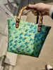 Bolsa de mão de imitação de vime com alça de bambu, contraste de cores, moda, cesta de vegetais tecida à mão, bolsa de presente que acompanha para mulheres