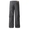 Pantalones de trabajo acampanados multibolsillos retro americanos transfronterizos para hombre, pantalones vaqueros de pierna recta estilo funcional
