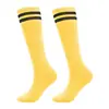 Calcetines de fútbol a rayas de doble banda para niños, calcetines largos hasta la rodilla para adultos, calcetines deportivos para estudiantes niños