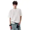 Camiseta Superior Casual Texturizada de Punto Acanalado con Cuello Henry de Manga Corta Unisex Holgada Estilo Americano Retro