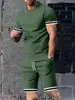 Ropa de Hombre Europea y Americana Transfronteriza Verano Nuevo Traje de Manga Corta Pantalones Cortos Deportivos Camiseta Casual de Cuello Redondo Conjunto de Dos Piezas