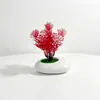 Micro-paisaje Simulación Planta Verde Planta en Maceta Estilo Nuevo Maceta Plana de Piedra Flor Artificial Adorno Decoración Sala de Estar del Hogar Bonsái Artificial