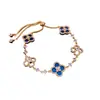 Pulseira Ajustável Flor Rombo Zircônia Retrô Pulseira Versátil Fashion para o Dia a Dia Joias de Luxo Leve Alta Qualidade Atacado